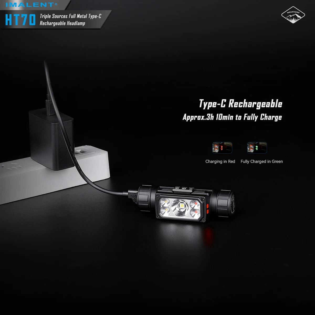 IMALENT HT70 LED Headlamp 3500LM 349M 5000mAh Powerful Torch Rechargeable Headlamp White Red Light Three-Light Source Headlight