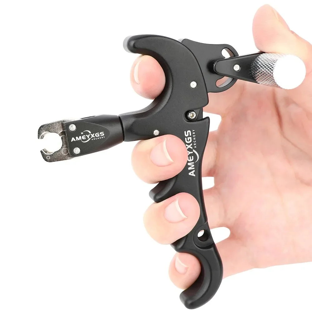 Archery Release Aids Grip Trigger 360° Rotate 4 Finger Compound Bow Thumb Caliper Shooting Trigger D Loop Archery Hunt