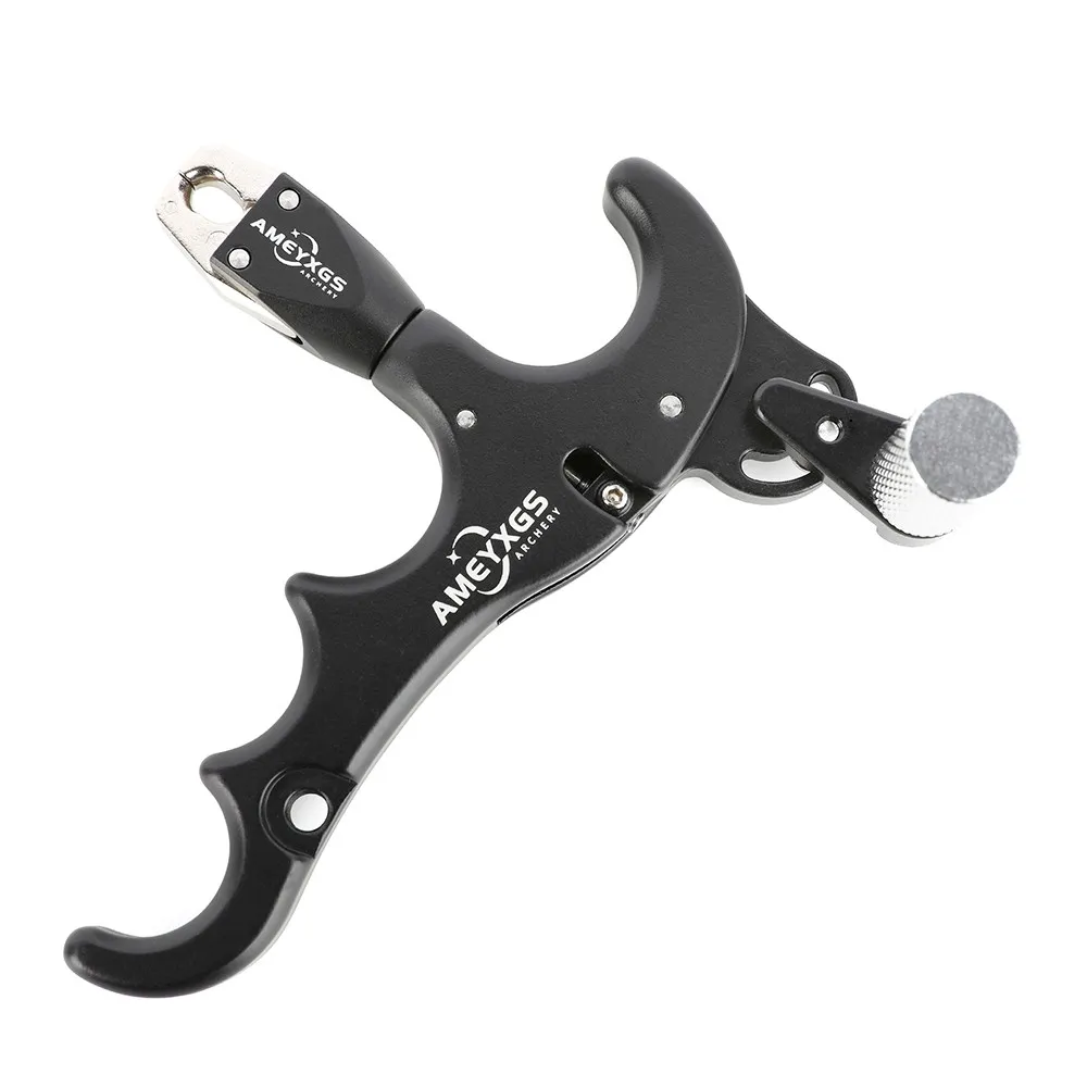 Archery Release Aids Grip Trigger 360° Rotate 4 Finger Compound Bow Thumb Caliper Shooting Trigger D Loop Archery Hunt