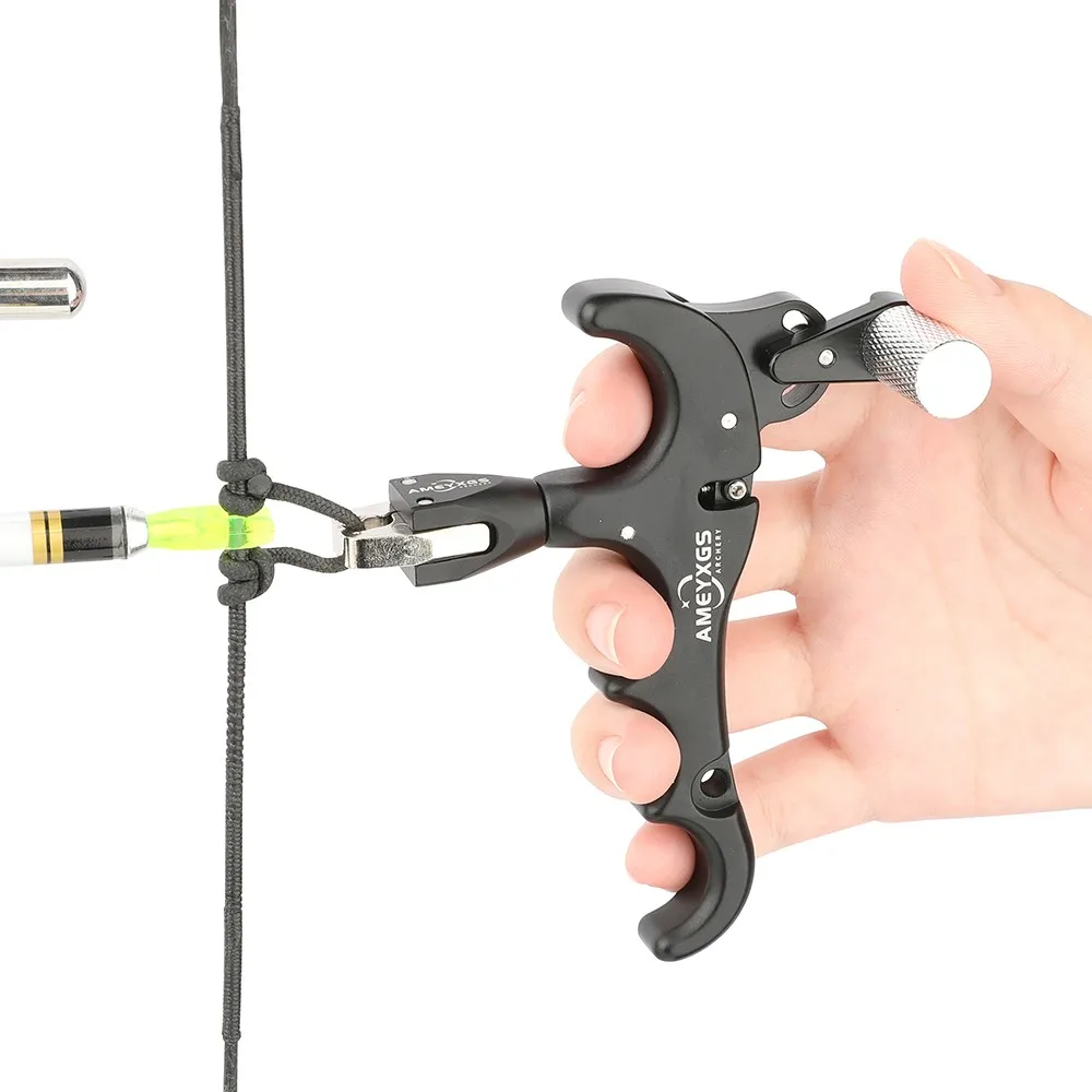 Archery Release Aids Grip Trigger 360° Rotate 4 Finger Compound Bow Thumb Caliper Shooting Trigger D Loop Archery Hunt