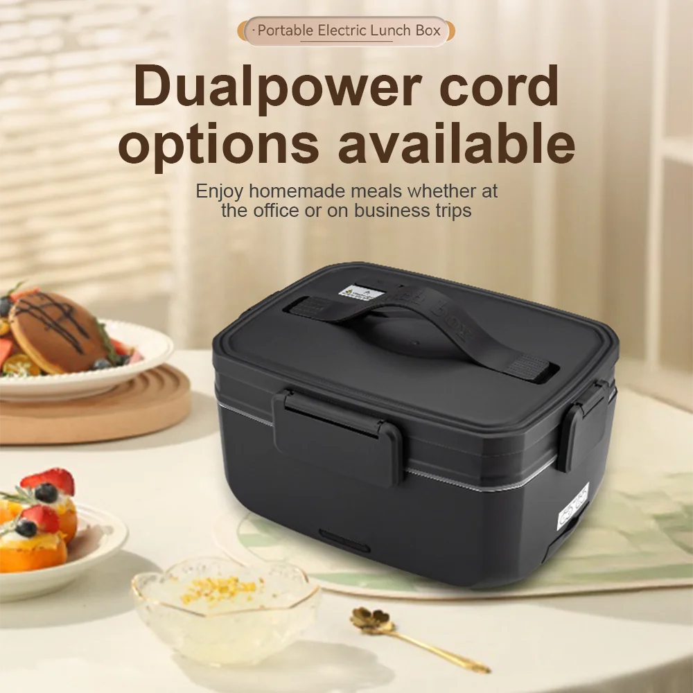 Electric Lunch Box 3.0L Food Warmer No Water Portable Food Leak Proof Heated Lunch Box For Car Home Office Work Lunch Heater