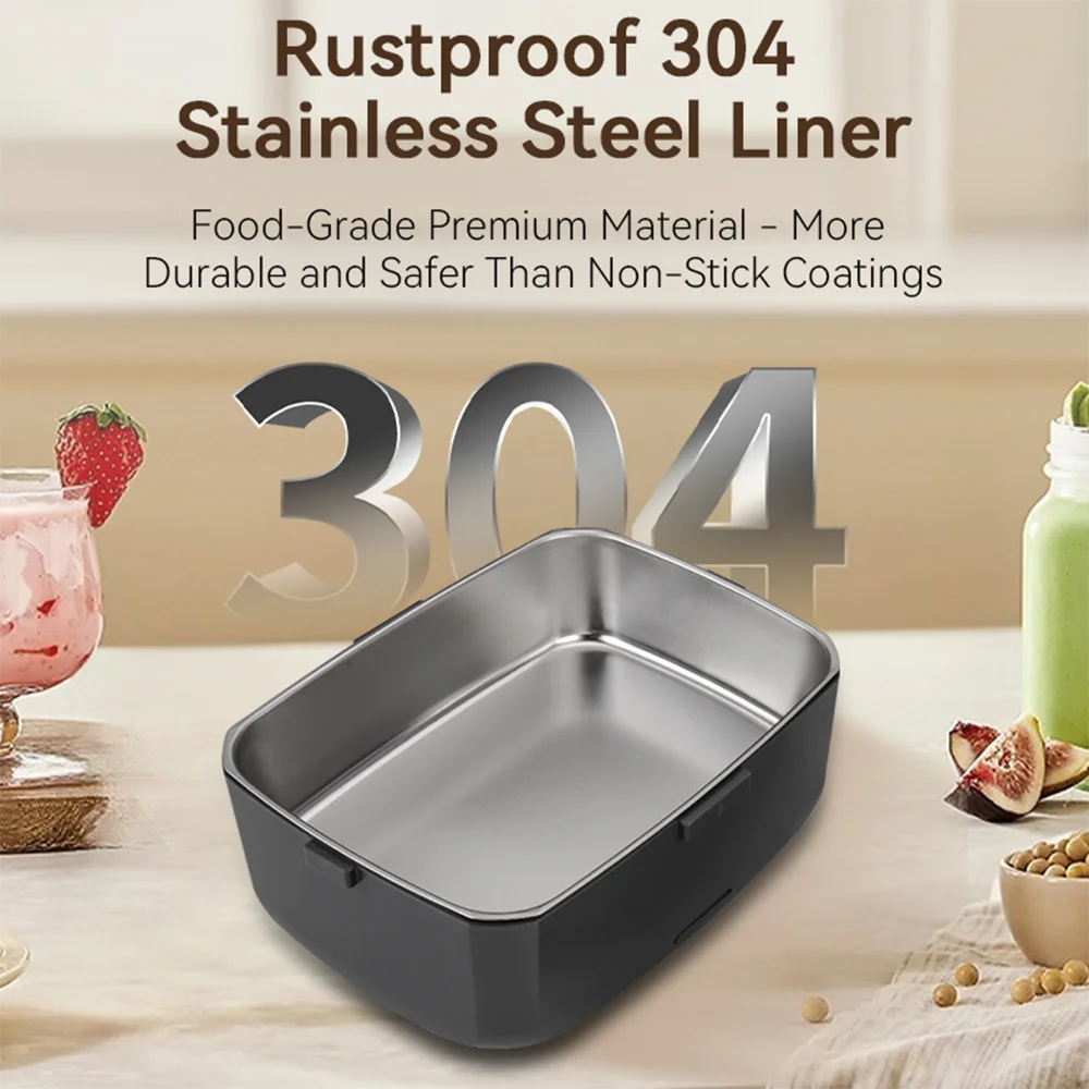 Electric Lunch Box 3.0L Food Warmer No Water Portable Food Leak Proof Heated Lunch Box For Car Home Office Work Lunch Heater