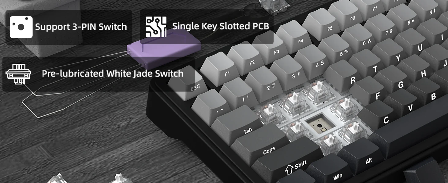 ATTACK SHARK X85 Wireless Mechanical Gaming Keyboard,TKL 82 Keys,Gasket Structure,Knob,RGB Hot Swappable Custom Keyboard