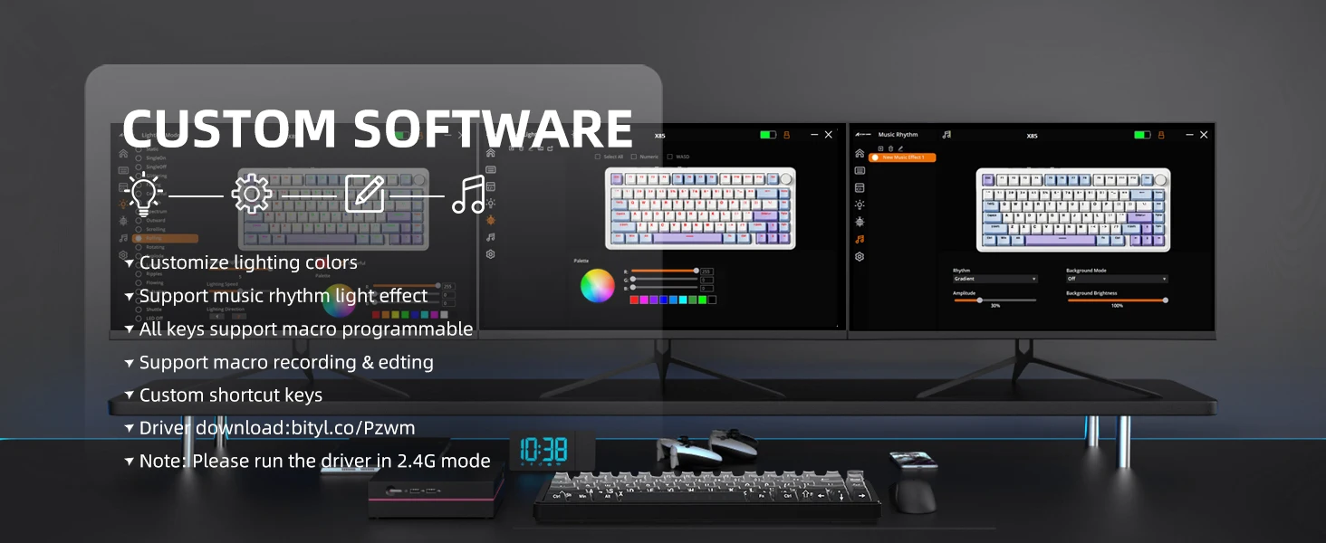 ATTACK SHARK X85 Wireless Mechanical Gaming Keyboard,TKL 82 Keys,Gasket Structure,Knob,RGB Hot Swappable Custom Keyboard