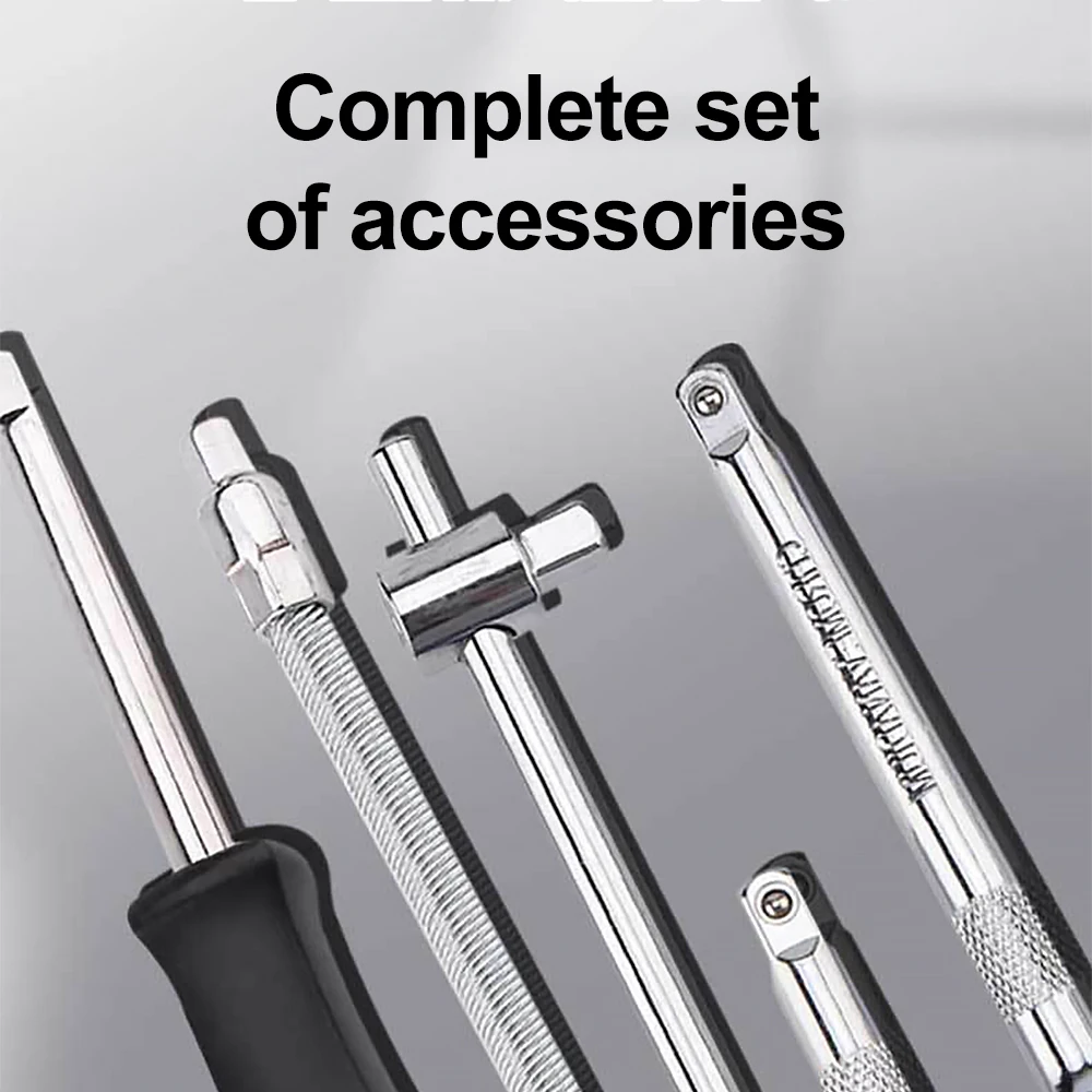 Professional Ratchet Socket Wrench Set 46PCS 1/4 Inch Drive Metric Hand Tool Kit for Bicycle Motorcycle Car Auto Repair and Maintenance Home Garage Use