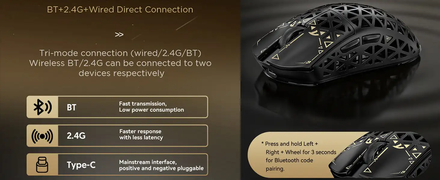 ATTACK SHARK R5 Ultra Carbon Fiber Wireless 8K Gaming Mouse 39g SUPERLIGHT, PixArt PAW3950MAX Gaming Sensor, 8000Hz Wireless Pol