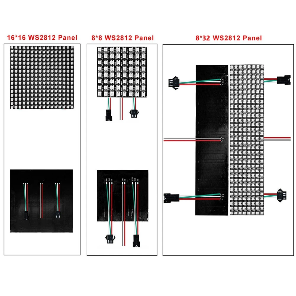 DC5V WS2812B 5050 RGB SMD Flexible 8x8 16x16 8x32 Luces Pixel Panel Matrix Screen WS2812 IC Led Module Individually Addressable