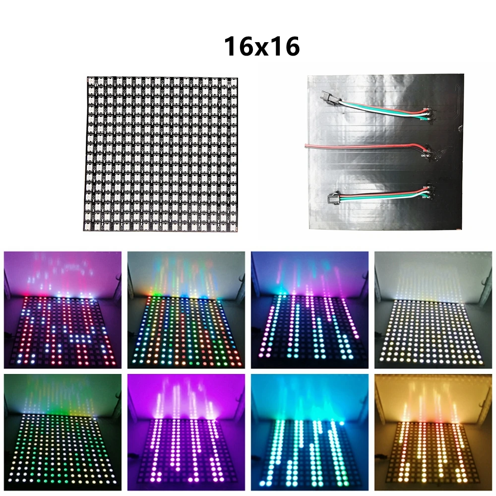 DC5V WS2812B 5050 RGB SMD Flexible 8x8 16x16 8x32 Luces Pixel Panel Matrix Screen WS2812 IC Led Module Individually Addressable