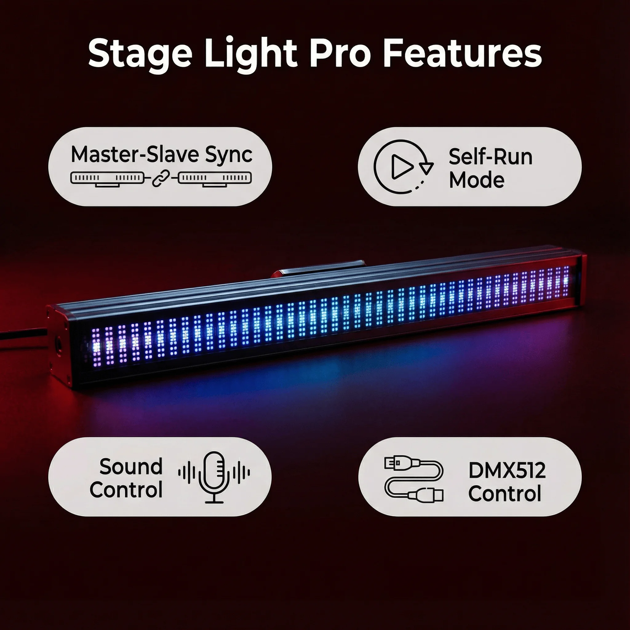 4pcs 200W LED 4in1 RGBW 96 Zone Strobe Light White 8000K DMX Super Bright Dj Wall Washer Bar Strobe Christmas Light Stage