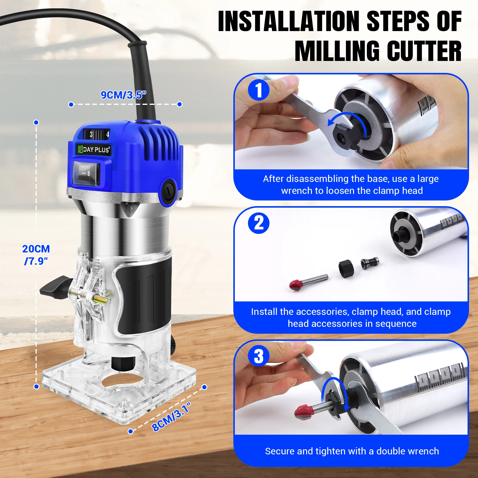 800W Electric Wood Router Electric Trimmer Woodworking Milling Engraving SlottingMachine RouterTool,For Trimming,carving,cutting