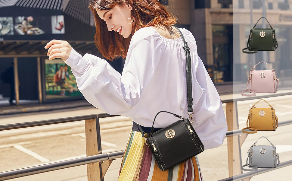 Miss Lulu Women's PU Leather Crossbody Bag - Small Top Handle Shoulder Tote with Gold Hardware, Casual Travel Purse