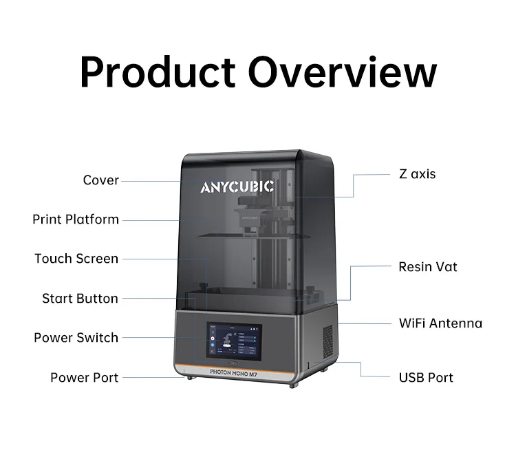 Presale 3D Printer ANYCUBIC Photon Mono M7 MSLA 10'' 14K LCD Resin 3D Printer Speed Up to 150mm/h Printing Size 223*126*230mm