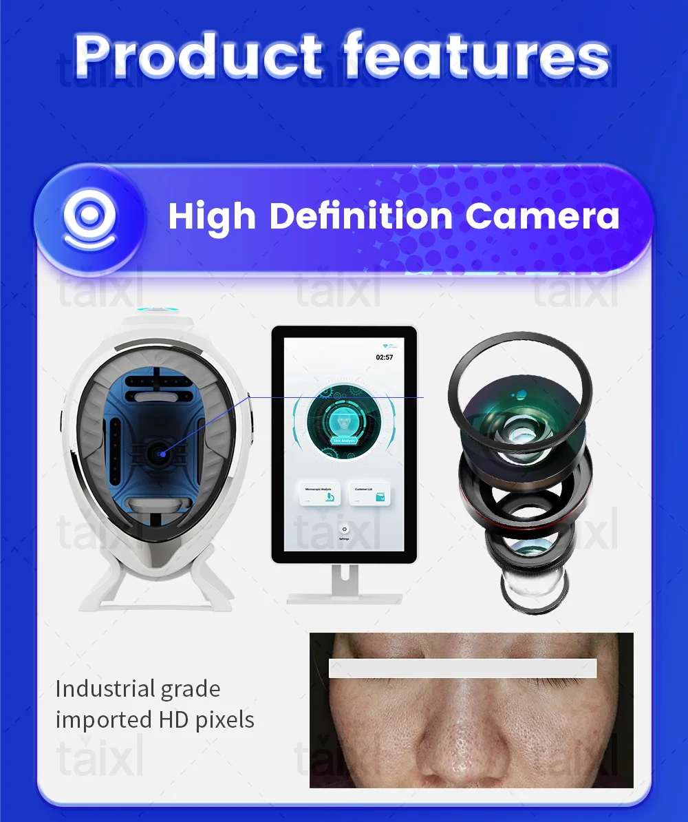 3D Skin Scanner Care Facial Analyzer Monitor Machine Magic Mirror Portable Testing English Detector Face Camera Test Analysis