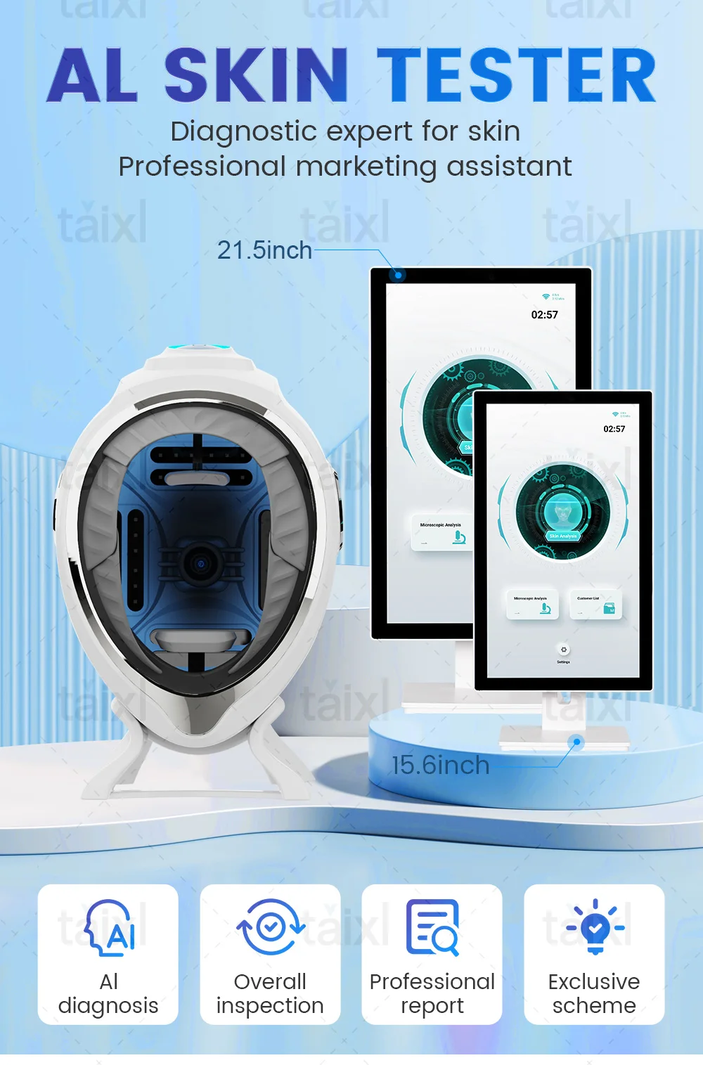 3D Skin Scanner Care Facial Analyzer Monitor Machine Magic Mirror Portable Testing English Detector Face Camera Test Analysis