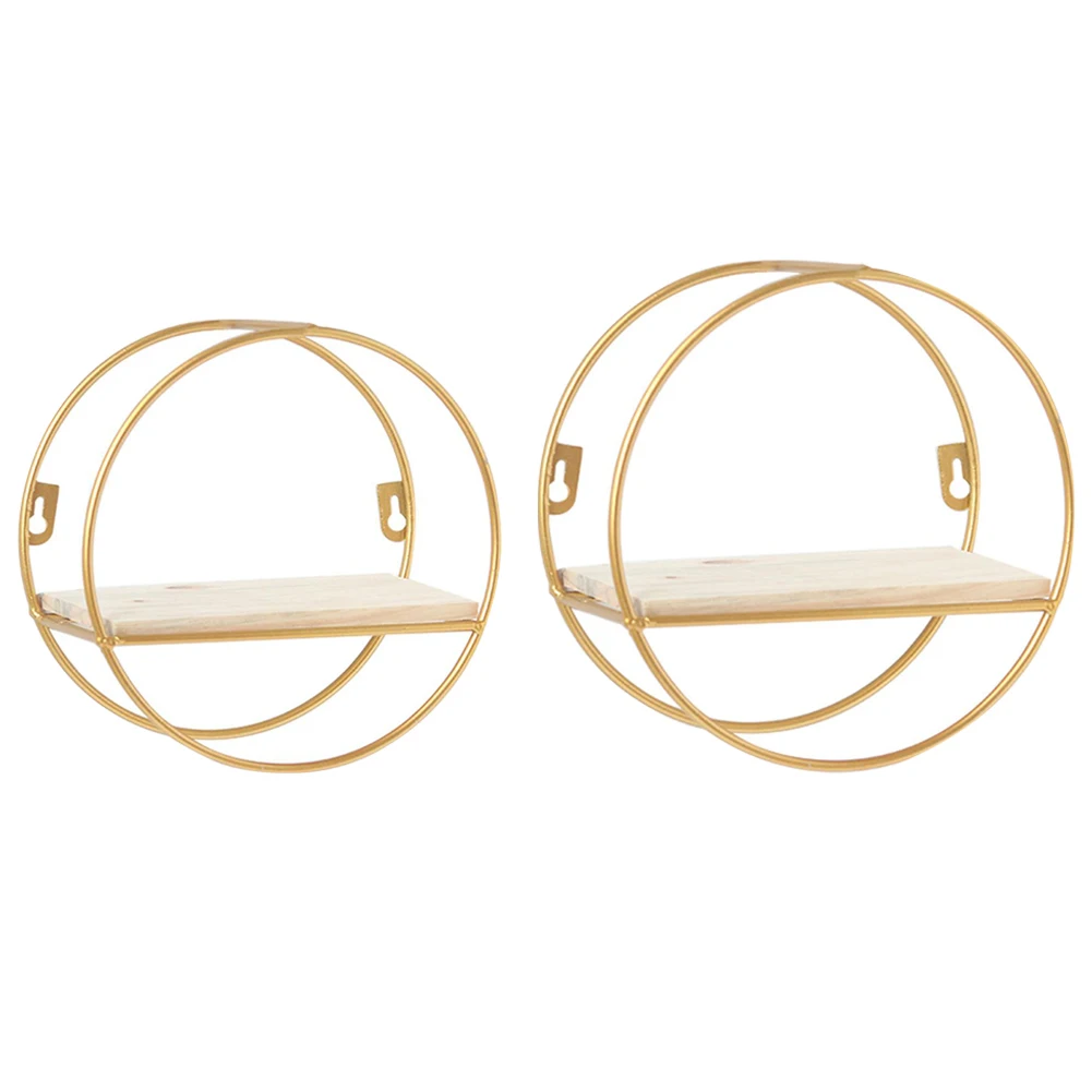 【Breeins】Gold Metal Round Wall Shelf Display Storage Rack For Home Office Decoration Organizer