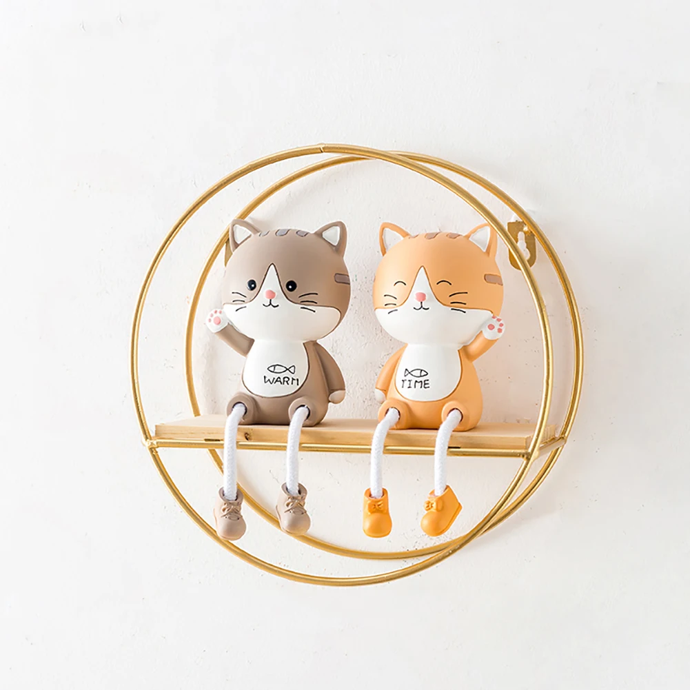 【Breeins】Gold Metal Round Wall Shelf Display Storage Rack For Home Office Decoration Organizer