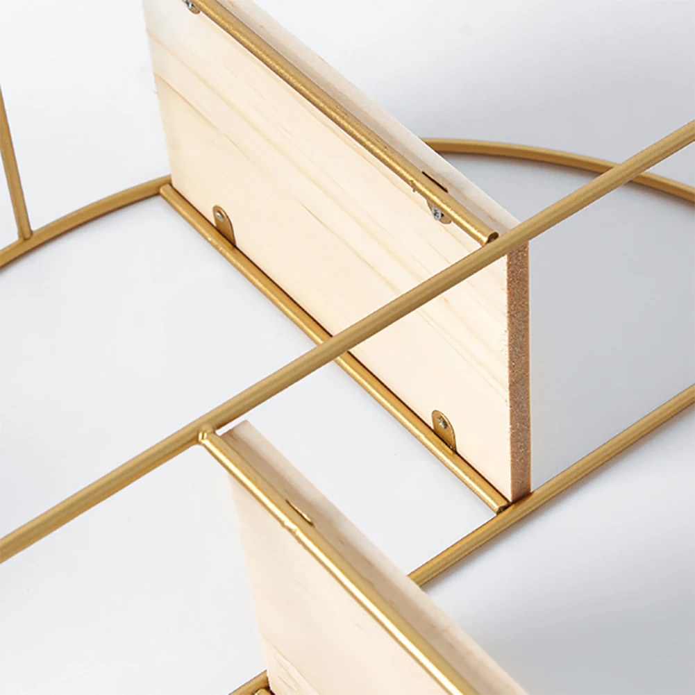 【Breeins】Gold Metal Round Wall Shelf Display Storage Rack For Home Office Decoration Organizer