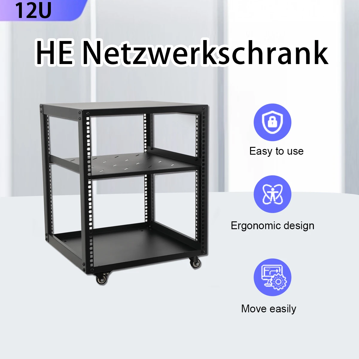 Open Frame Server Rack Floor Standing or Wall Mounted with Adjustable Depth for Microdata Center Office Use