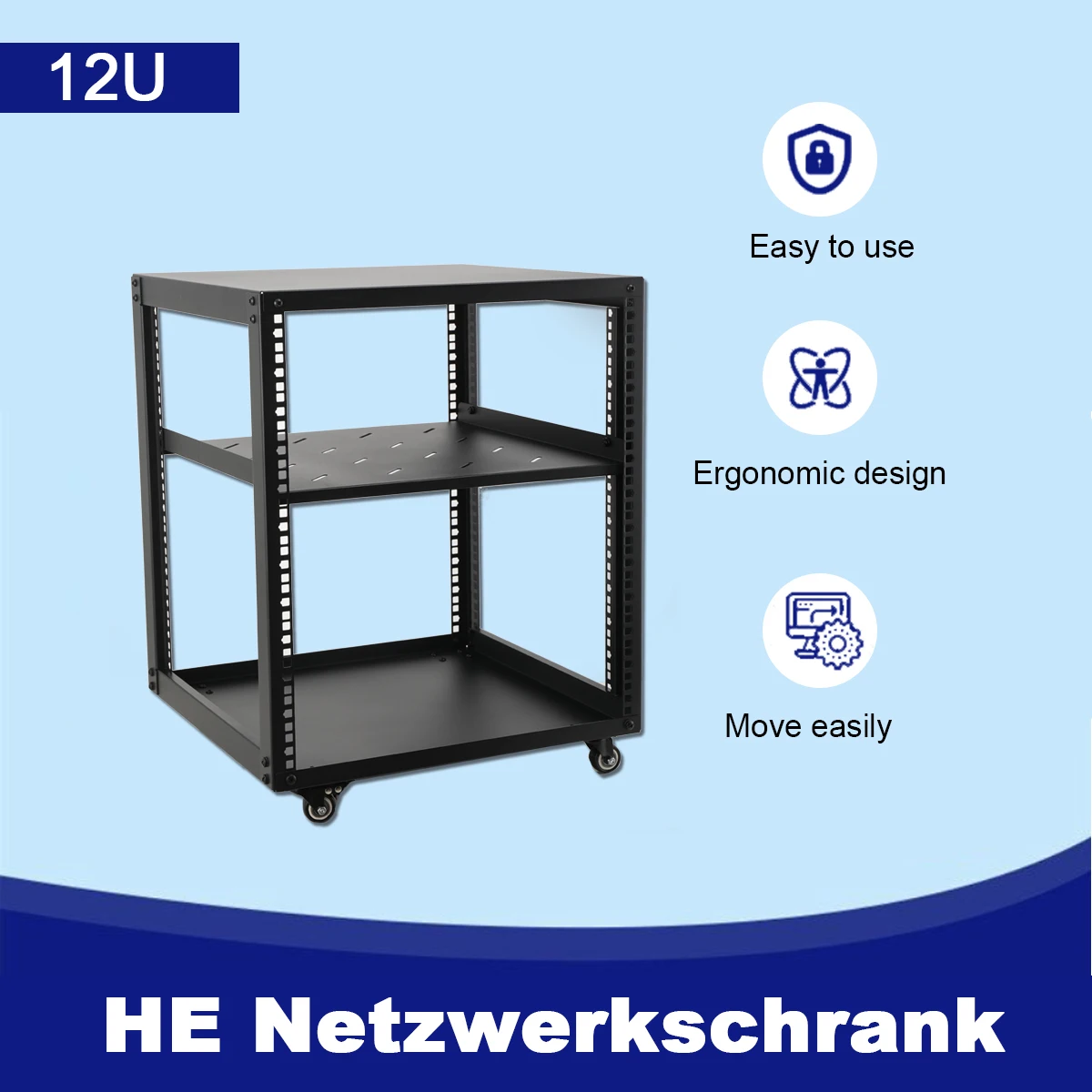 Open Frame Server Rack Floor Standing or Wall Mounted with Adjustable Depth for Microdata Center Office Use