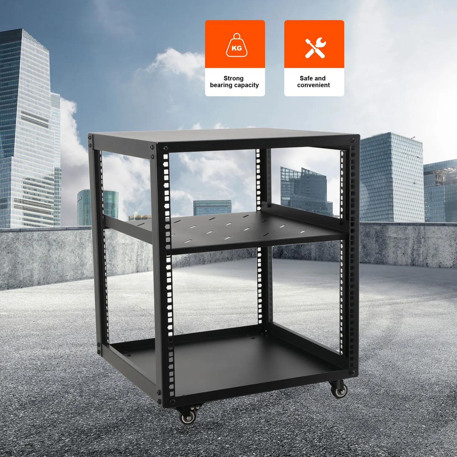 Open Frame Server Rack Floor Standing or Wall Mounted with Adjustable Depth for Microdata Center Office Use