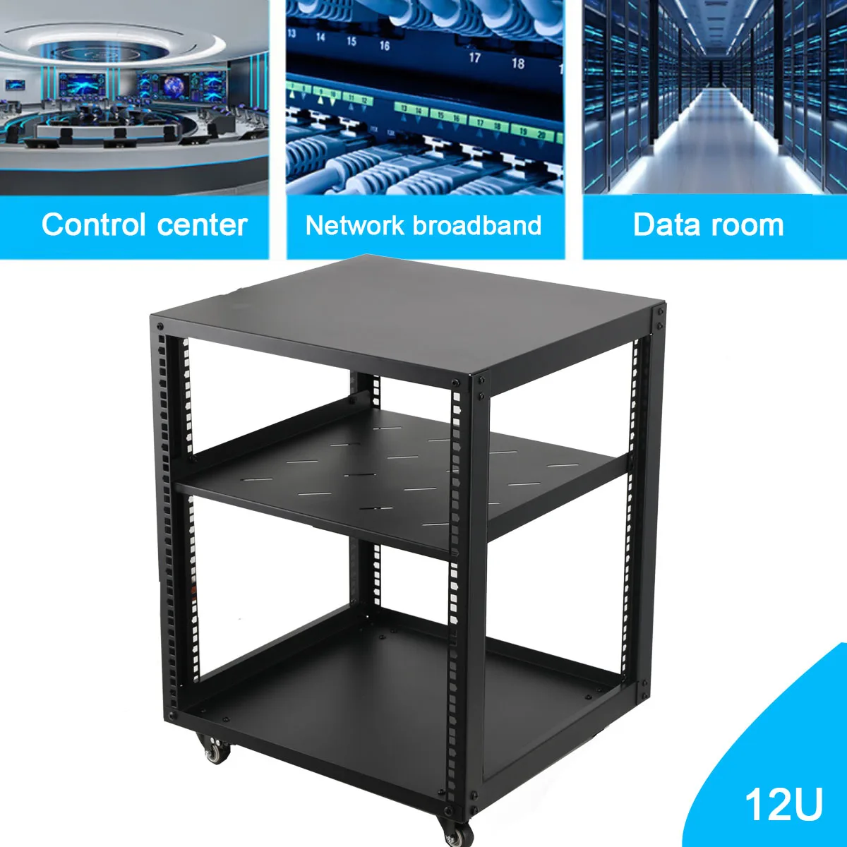 Open Frame Server Rack Floor Standing or Wall Mounted with Adjustable Depth for Microdata Center Office Use