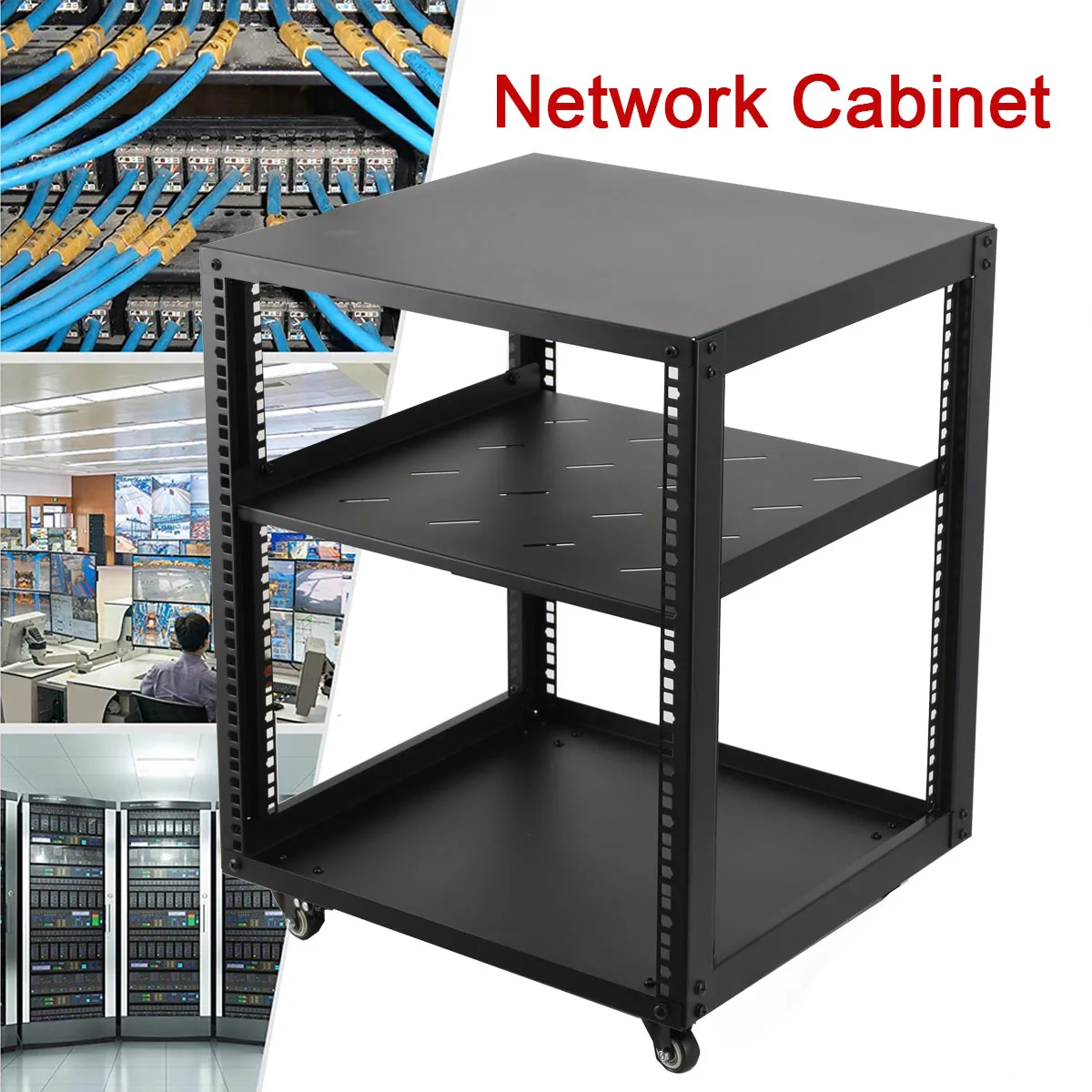 Open Frame Server Rack Floor Standing or Wall Mounted with Adjustable Depth for Microdata Center Office Use