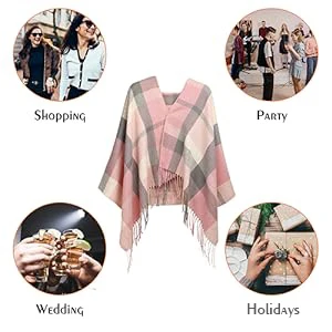 Miss Lulu Women Scarves Winter Long Soft Warm Tartan Check Wraps Wool Spinning Tassel Shawl Stole Scarf Ladies
