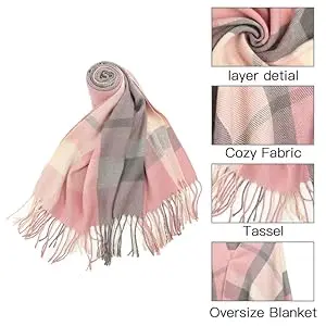 Miss Lulu Women Scarves Winter Long Soft Warm Tartan Check Wraps Wool Spinning Tassel Shawl Stole Scarf Ladies
