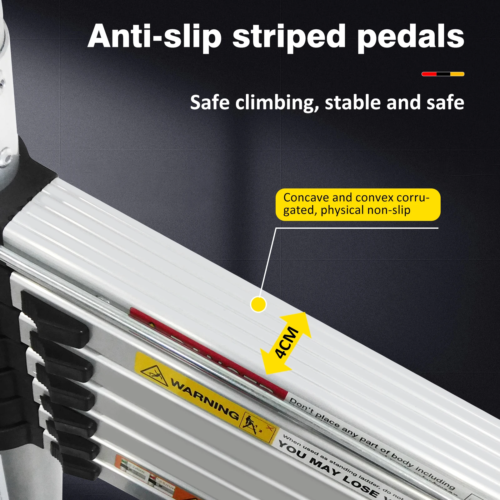A-Ladder, Straight Telescopic Ladder with Non-Slip Feet, Load Capacity of 330lbs, Foldable, For Home or RV Outdoor Work
