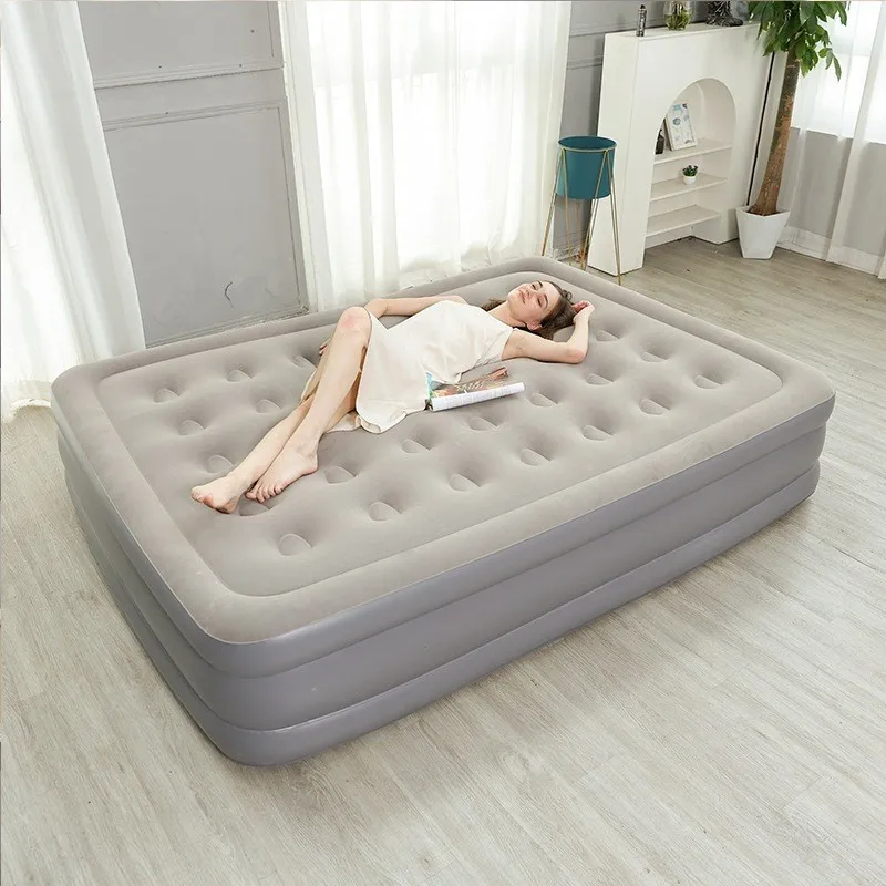 Camping Air Bed with Backrest 2 Persons Inflatable Mattress Camping Folding Home Indoor Outdoor Air Cushion 48cm High Bed