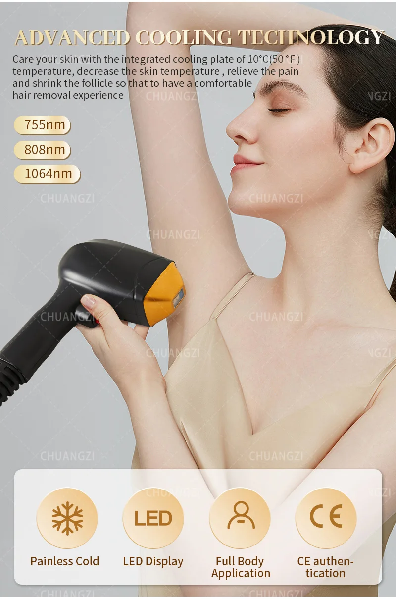 Professional 3 Wavelength 755/808/1064nm Freezing Point Permanent Painless Hair Removal Machine Skin Rejuvenation Hot Sale