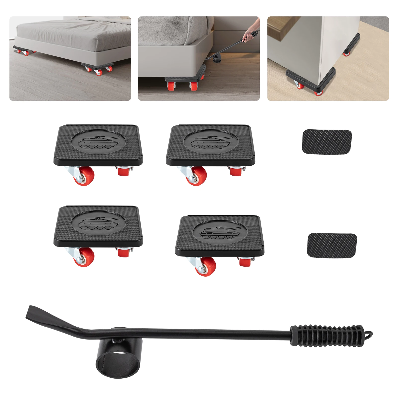 Furniture Rolls Furniture Transport Rolls Set With 4 Pieces Move Sliders Heavy Shifting Tools Max For 400KG 360 Degree Rotatable