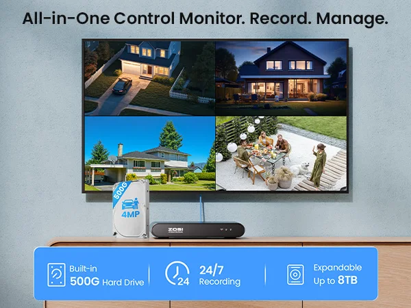 ZOSI 8CH 4MP HD 2.5K PoE Home Security Camera System 8CH 5MP 3K NVR 4MP(1440p) Dome IP Surveillance Cameras Kit Outdoor Indoor
