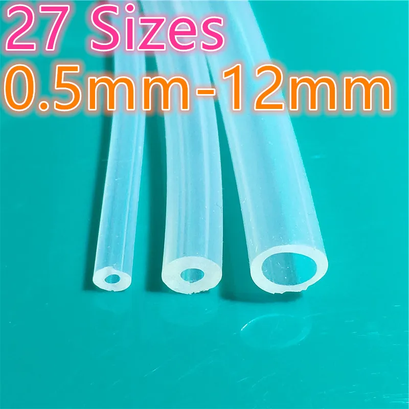 1 Meter 27Sizes 0.5mm to 12mm Food Grade Transparent Silicone Tube Rubber Hose Water Gas Pipe