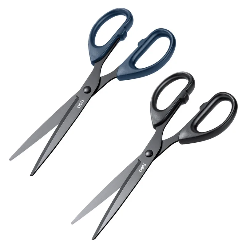 DELI professional office scissors 180/210mm black sharp stainless steel scissors, suitable for papermaking process
