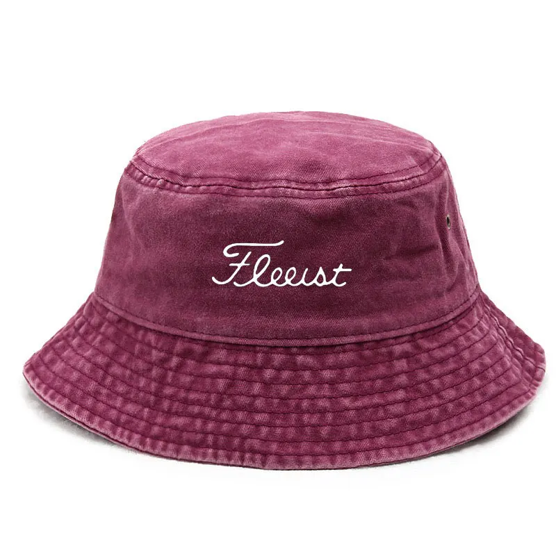 Vintage Washed Bucket Hat Fish Logo Sun Protection Outdoor Casual Hat for Men Women Bucket Hats