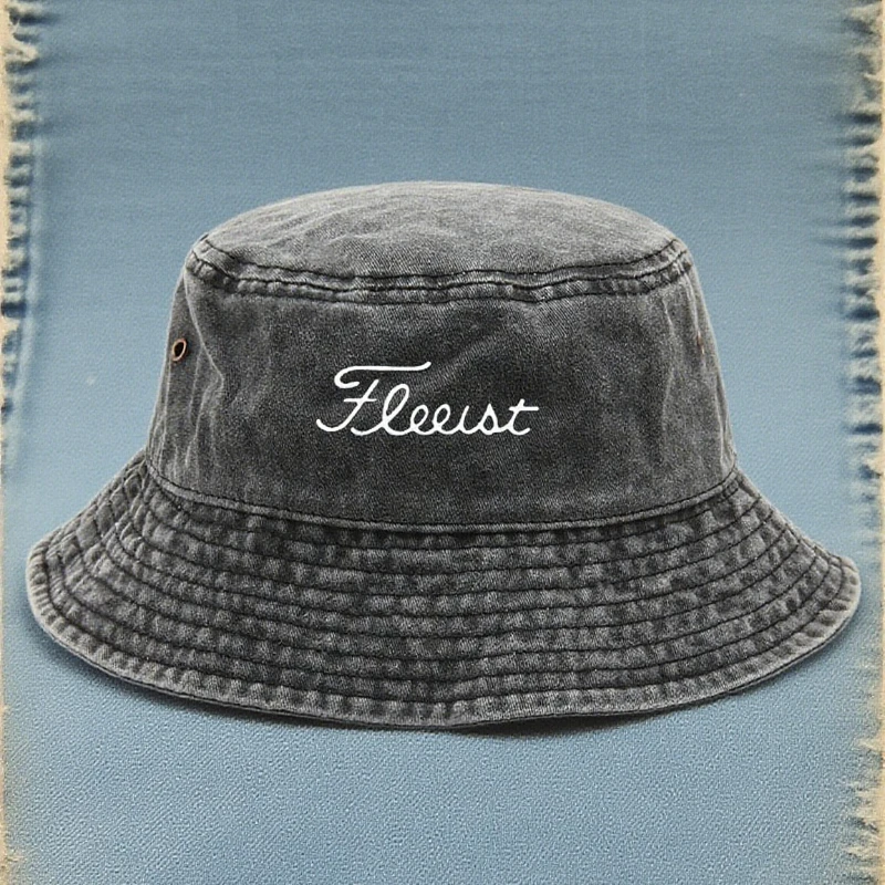 Vintage Washed Bucket Hat Fish Logo Sun Protection Outdoor Casual Hat for Men Women Bucket Hats
