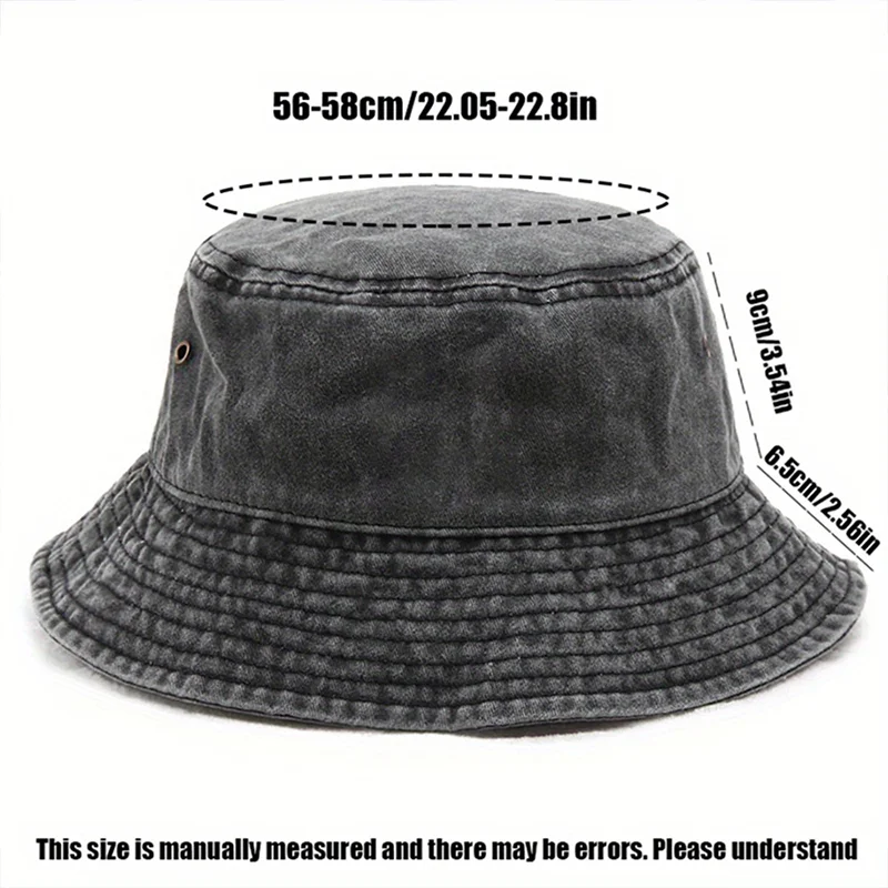 Vintage Washed Bucket Hat Fish Logo Sun Protection Outdoor Casual Hat for Men Women Bucket Hats