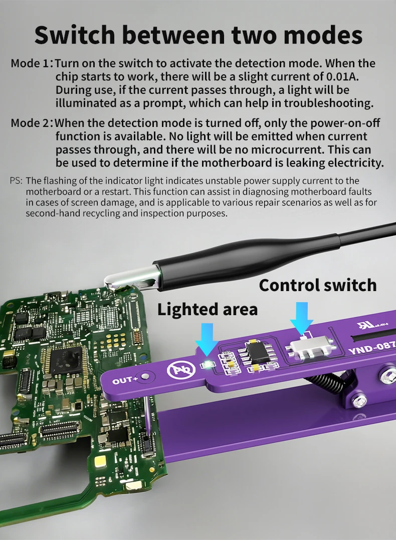 Lanrui M191 Universal Switch Clip Power On Tool Dual Mode Detection Current Tester for iPhone Android Phone Motherboard Repair