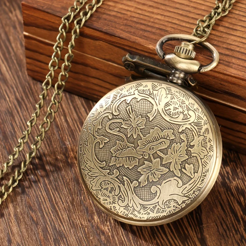Vintage Hollow Steampunk Gear Design Quartz Pocket Watch with Necklace Pendant, World-Time Feature, Pointer Display Pocket Watch