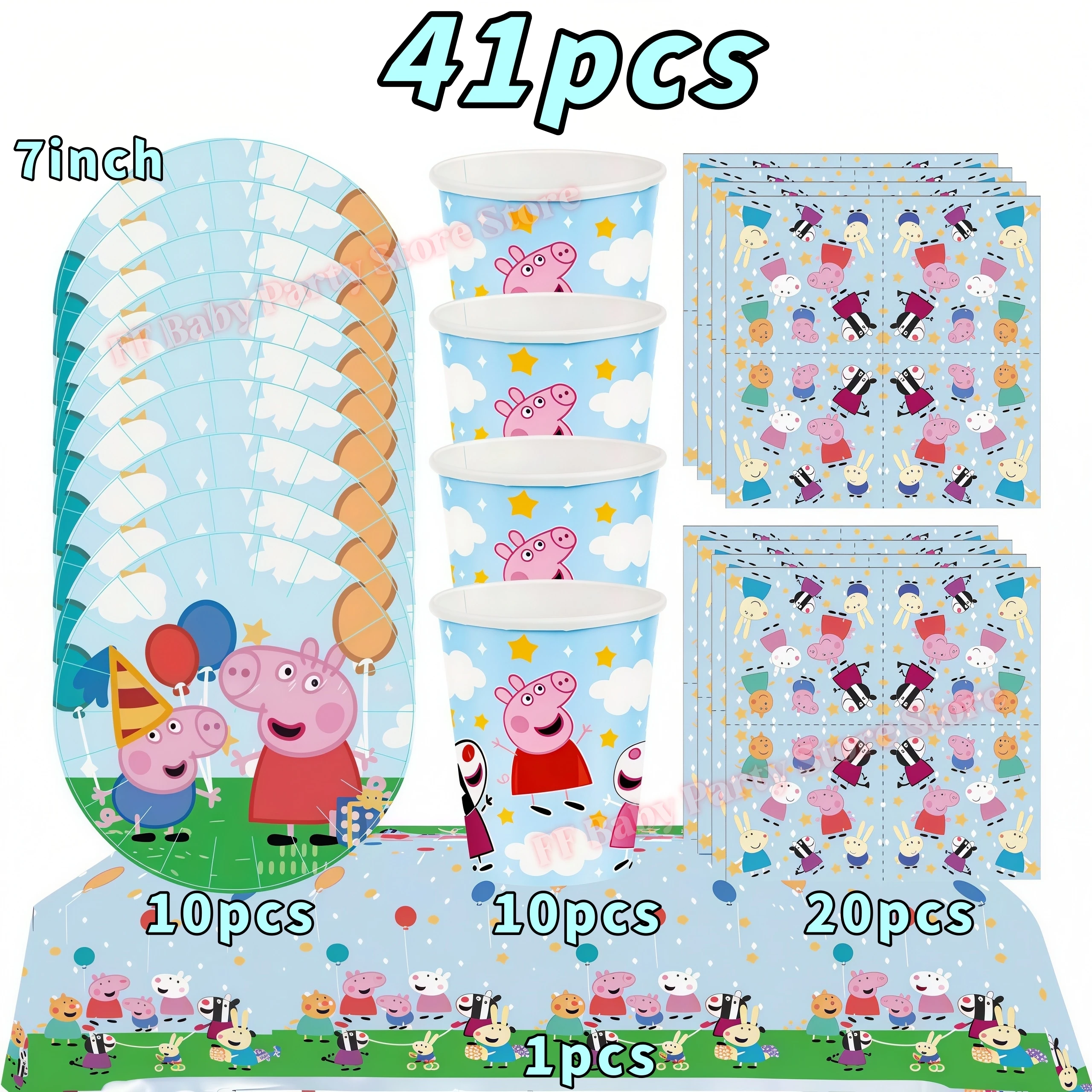 Peppaed Pig Birthday Party Decoration George Page Balloon Cup Plate Banner Girls Party Favor Gift Baby Shower Supplies Accessory