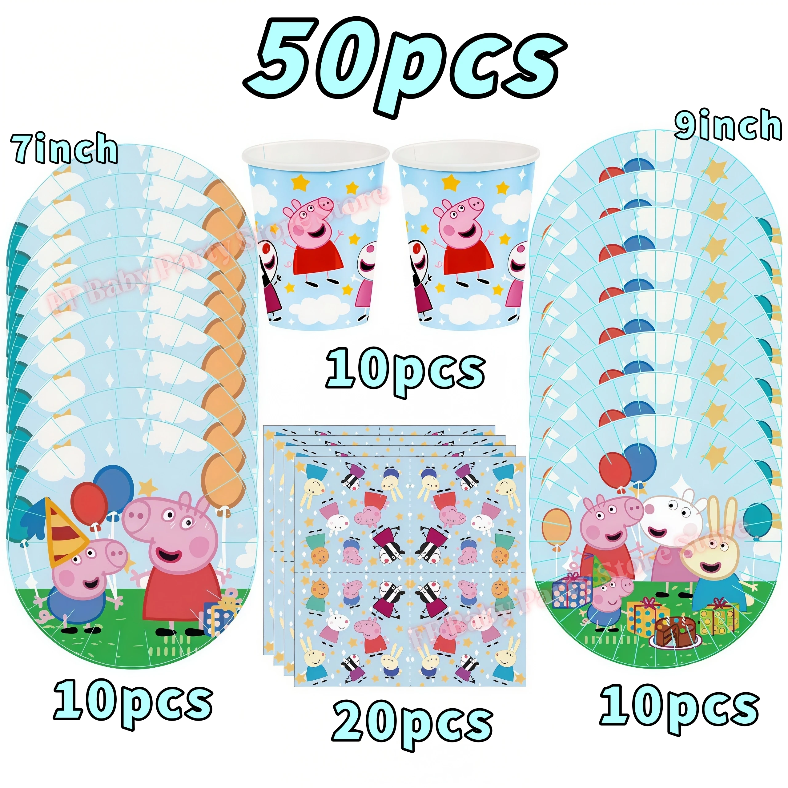 Peppaed Pig Birthday Party Decoration George Page Balloon Cup Plate Banner Girls Party Favor Gift Baby Shower Supplies Accessory