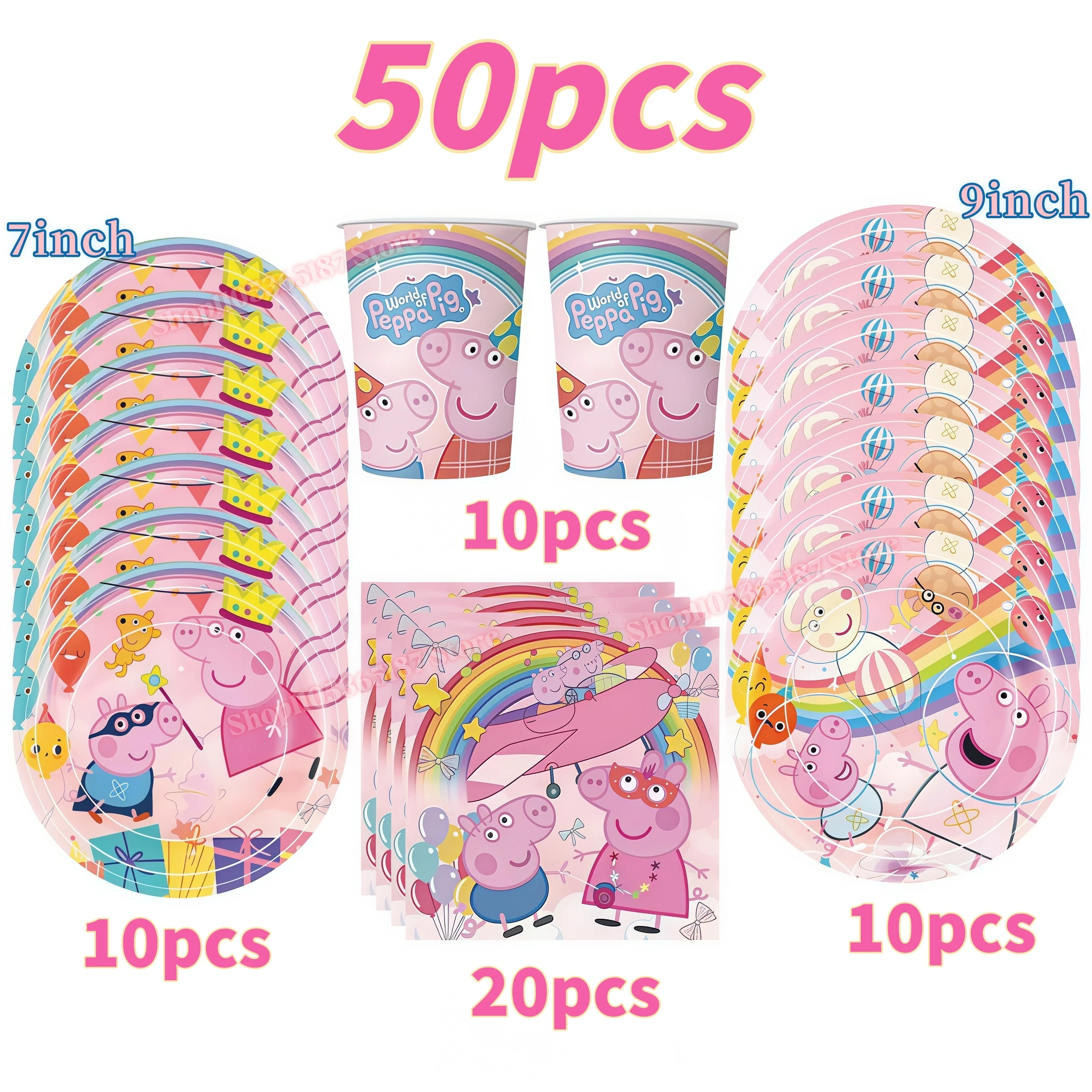 Peppaed Pig Birthday Party Decoration George Page Balloon Cup Plate Banner Girls Party Favor Gift Baby Shower Supplies Accessory
