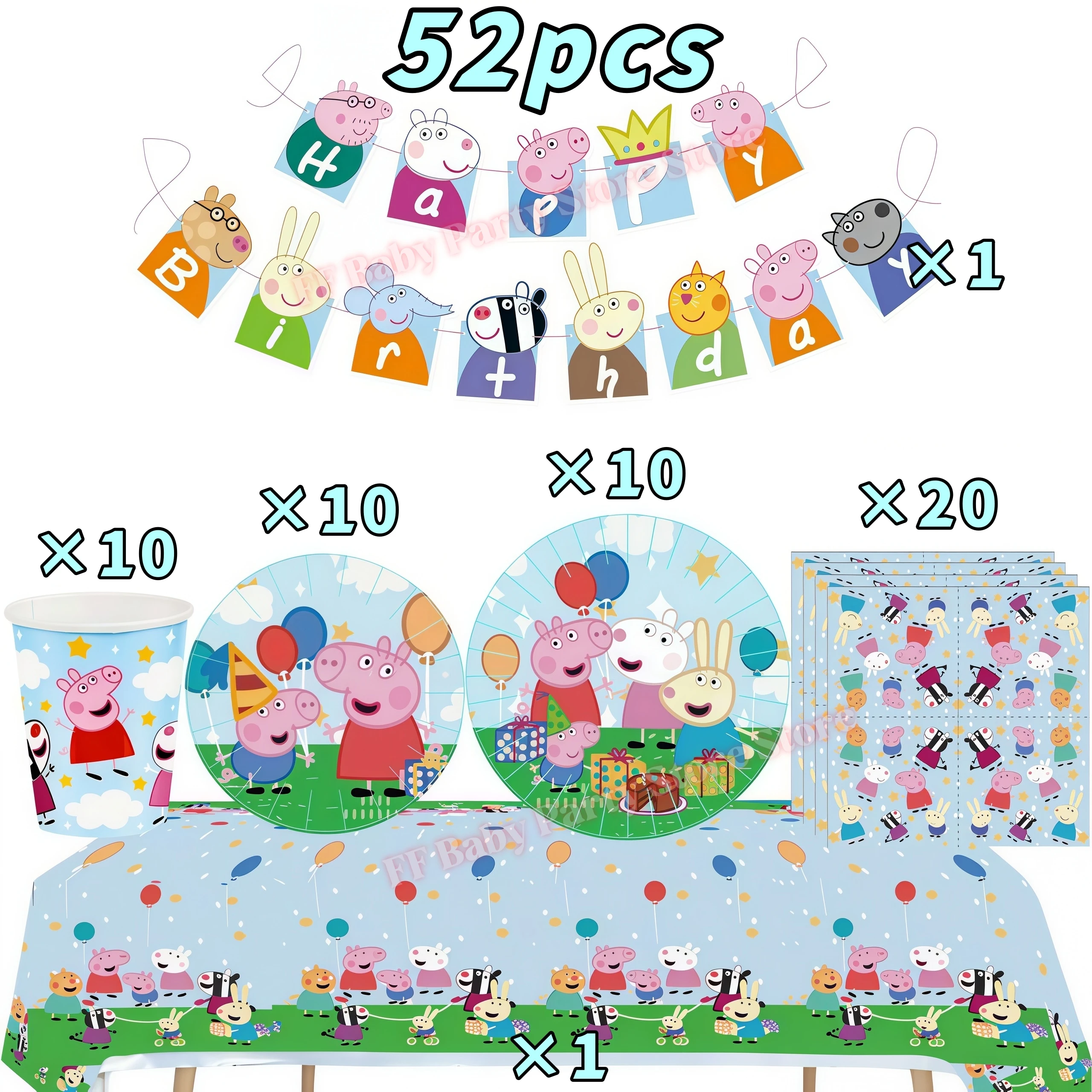 Peppaed Pig Birthday Party Decoration George Page Balloon Cup Plate Banner Girls Party Favor Gift Baby Shower Supplies Accessory