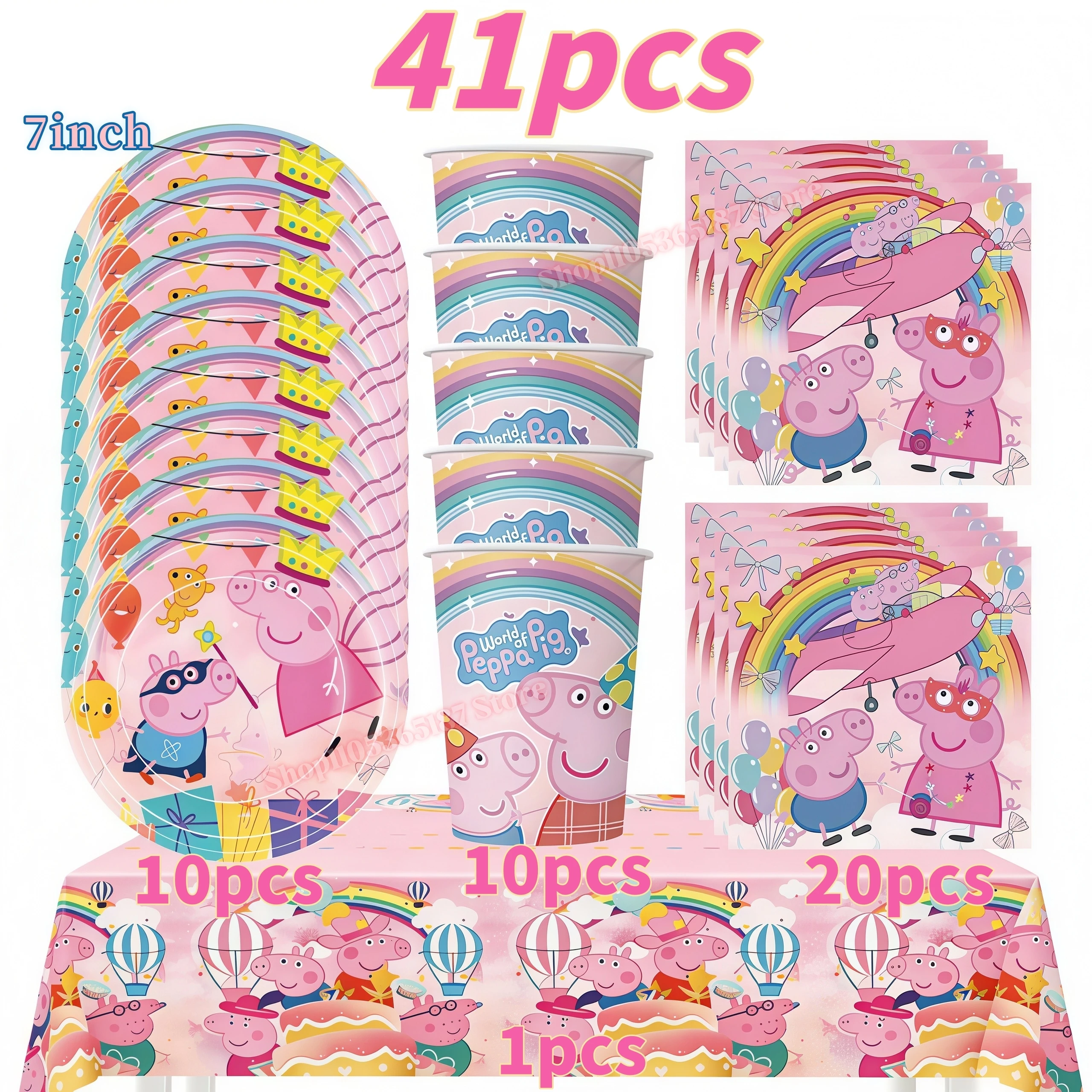 Peppaed Pig Birthday Party Decoration George Page Balloon Cup Plate Banner Girls Party Favor Gift Baby Shower Supplies Accessory