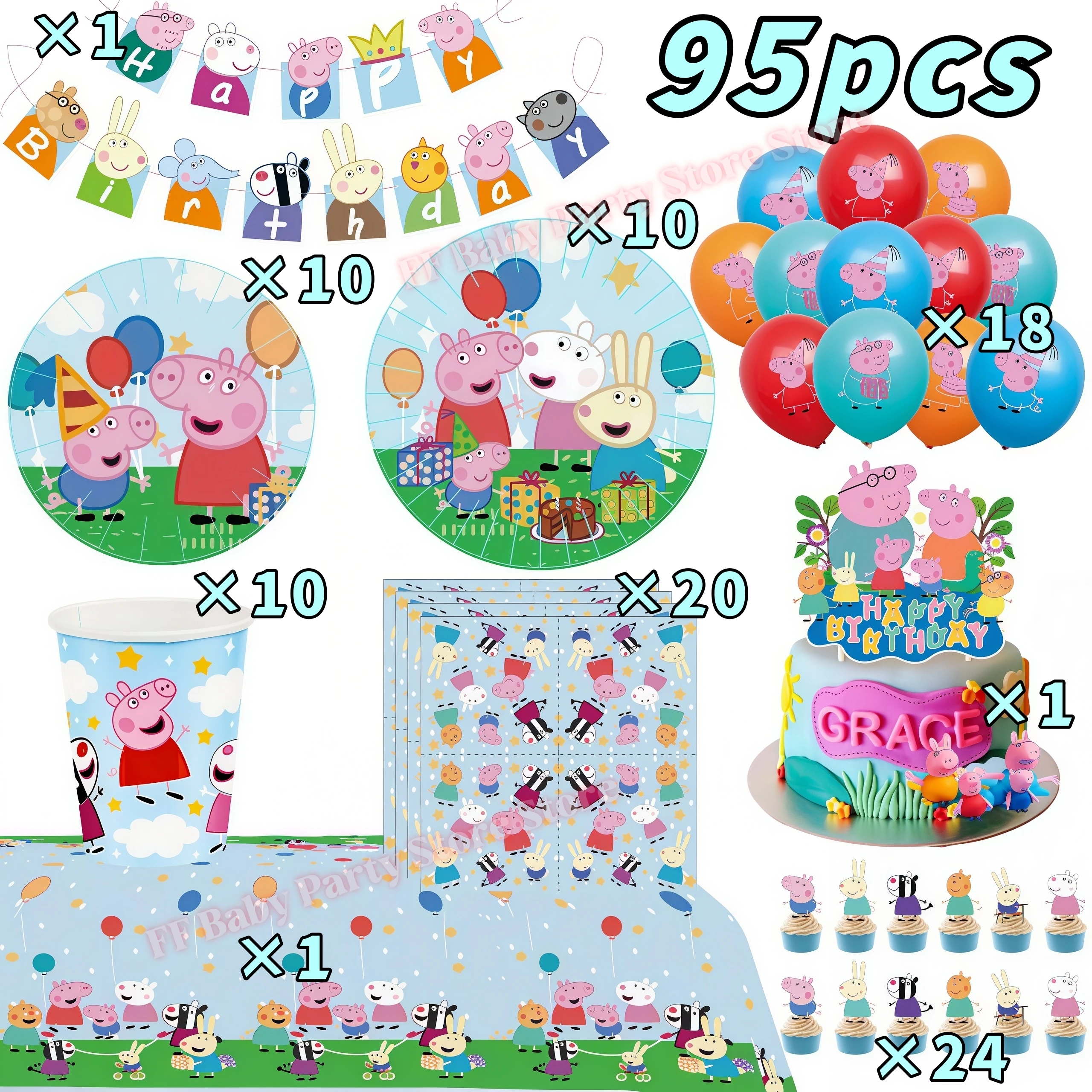 Peppaed Pig Birthday Party Decoration George Page Balloon Cup Plate Banner Girls Party Favor Gift Baby Shower Supplies Accessory