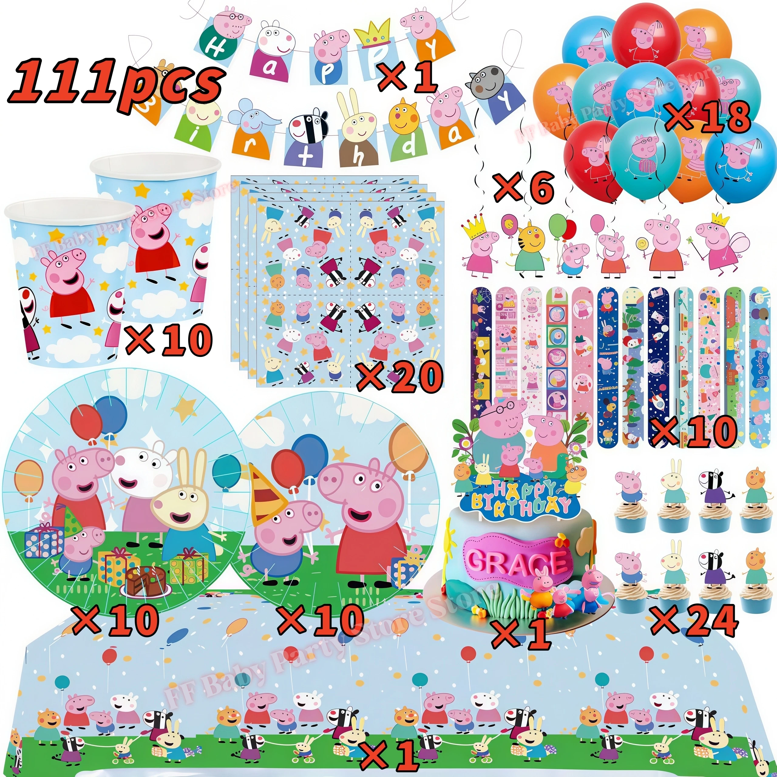 Peppaed Pig Birthday Party Decoration George Page Balloon Cup Plate Banner Girls Party Favor Gift Baby Shower Supplies Accessory