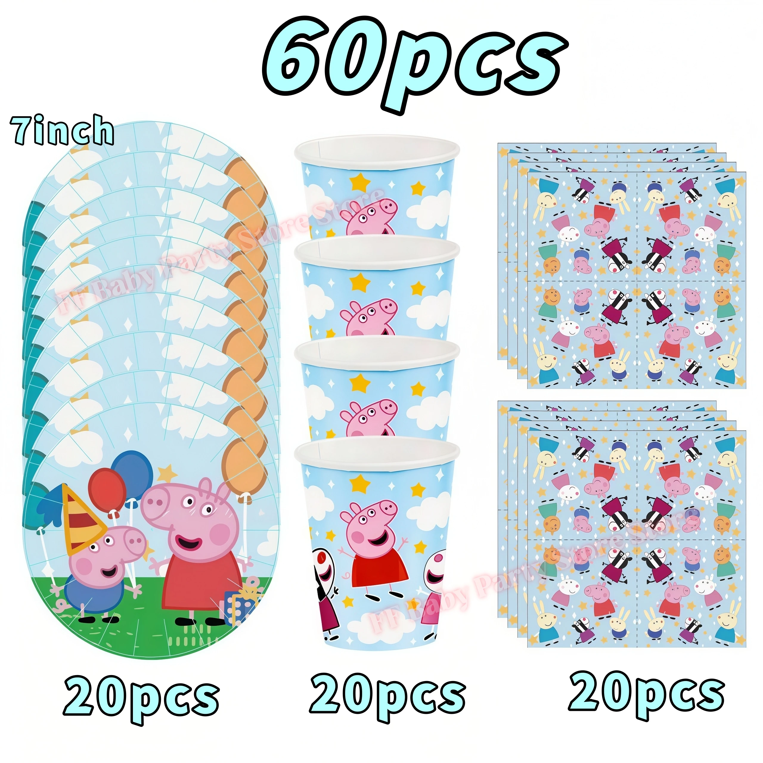 Peppaed Pig Birthday Party Decoration George Page Balloon Cup Plate Banner Girls Party Favor Gift Baby Shower Supplies Accessory