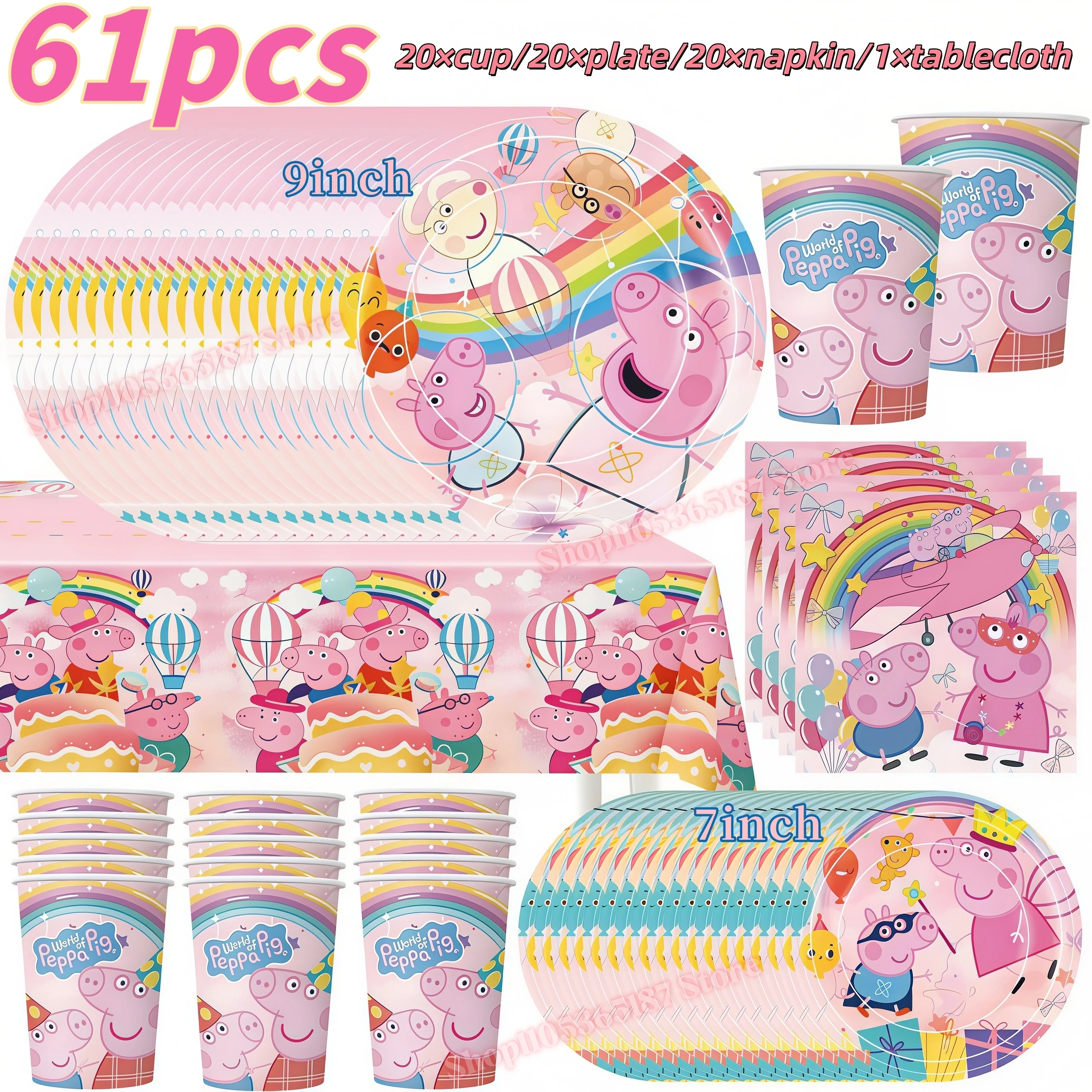 Peppaed Pig Birthday Party Decoration George Page Balloon Cup Plate Banner Girls Party Favor Gift Baby Shower Supplies Accessory