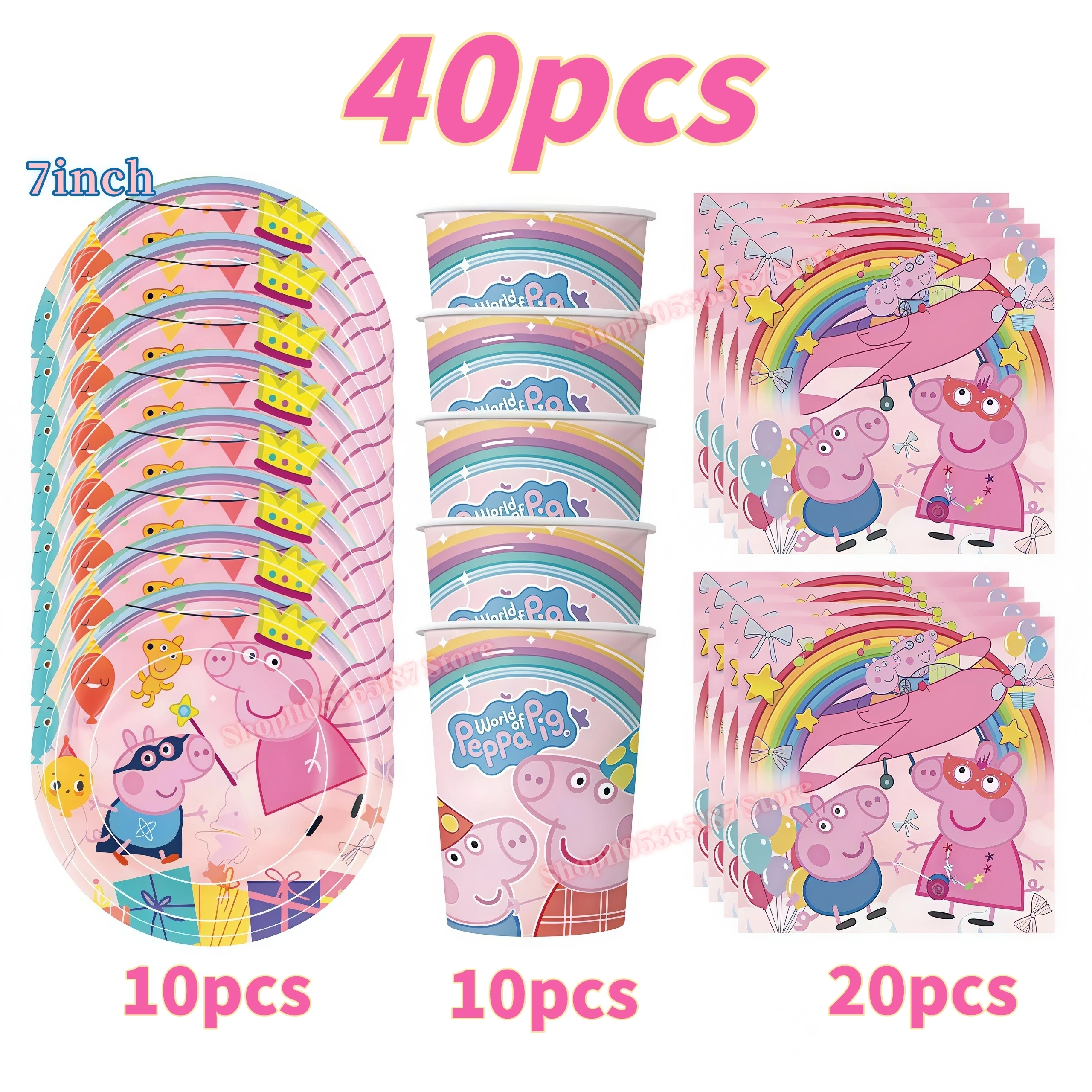 Peppaed Pig Birthday Party Decoration George Page Balloon Cup Plate Banner Girls Party Favor Gift Baby Shower Supplies Accessory